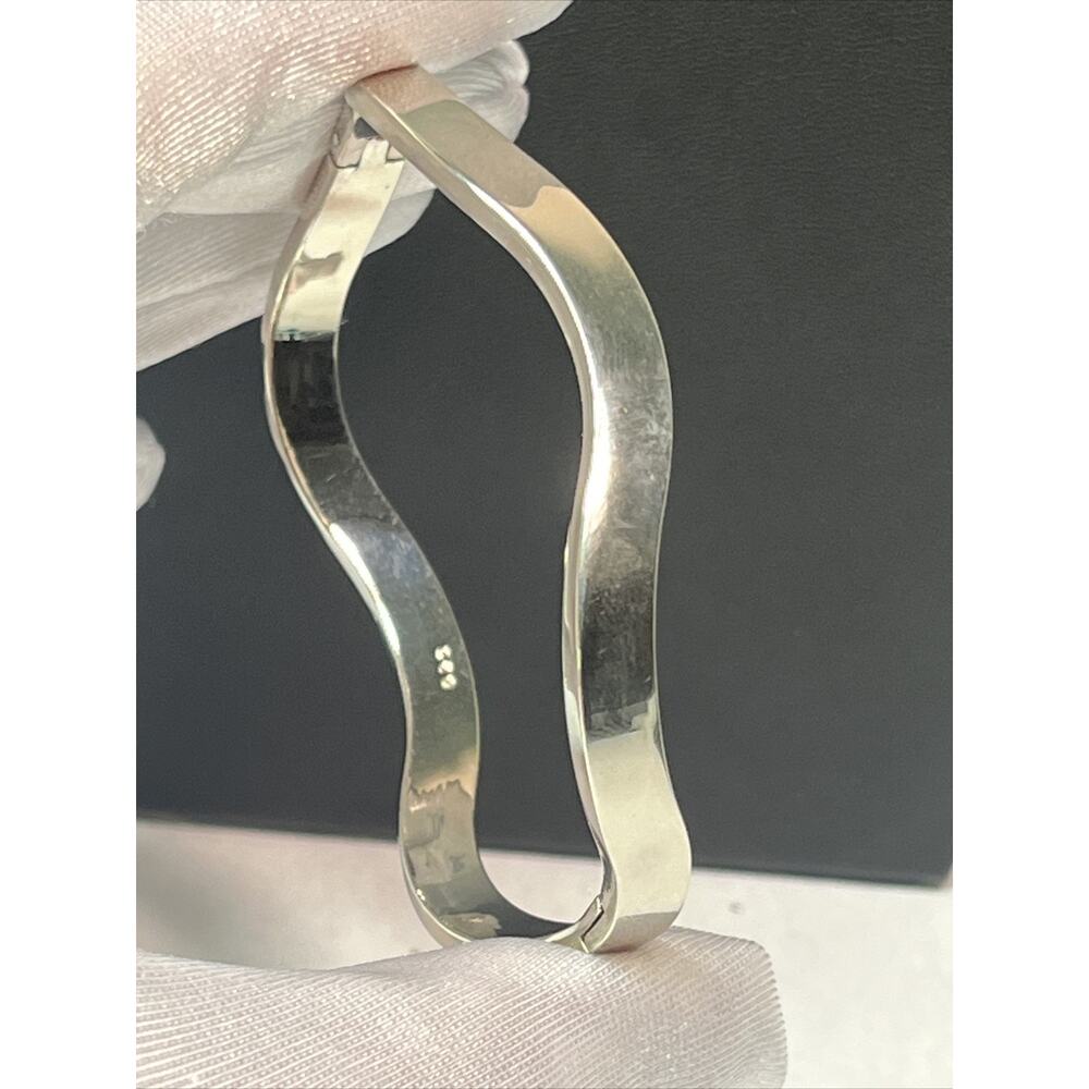 Solid Sterling Silver 925 Smooth Polished Wave Cu… - image 7